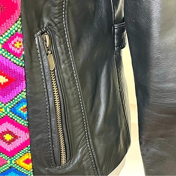 ELKI Women’s Latin Designer Embroidered Black Leather Jacket Sz M Hispanic Artsy - Picture 8 of 16